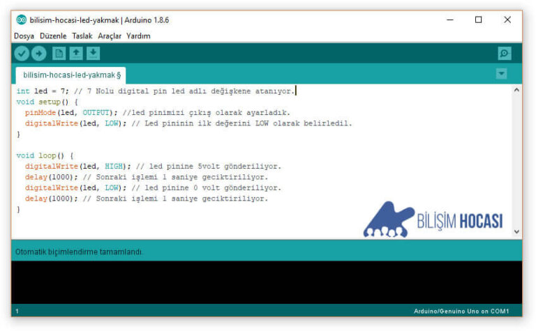 Arduino Ders 2 Led Yakmak Led Blink Uygulaması Bilişim Hocası 2526